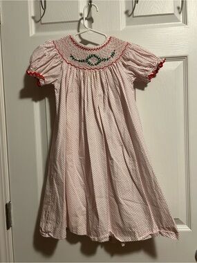 Girls Christmas Smocked Dress
